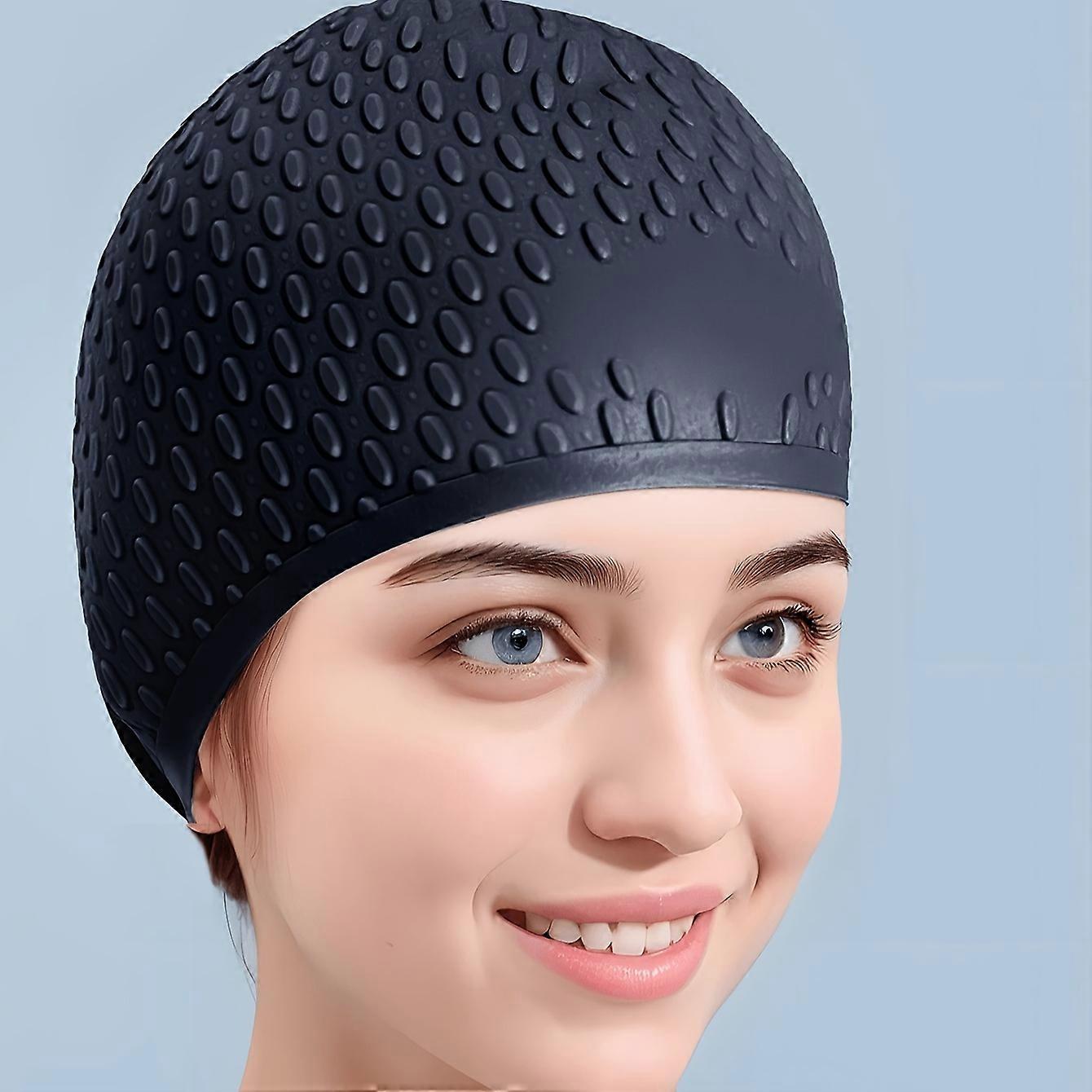 1pc Large Silicone Swim Cap For Men And Women, Ergonomic Design Swimming Cap