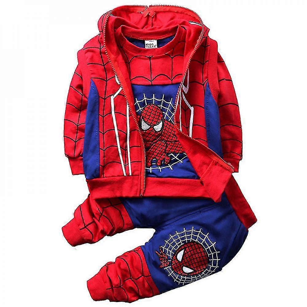 Children Boys Spiderman Sportswear Sweatshirt Vest Pants Suit Clothes