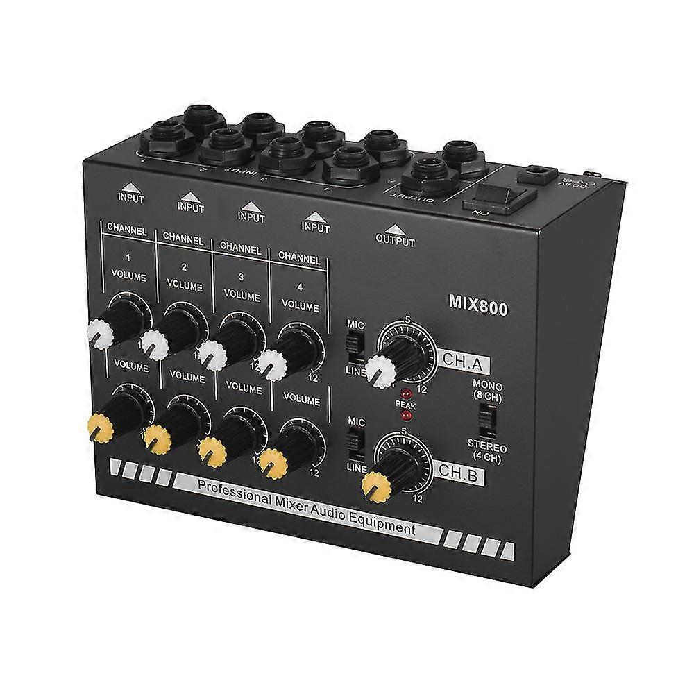 Mix800 Sound Mixer Ultra-Compact 8 Channel Karaoke System Digital Audio Mixer Mono Stereo Audio Sound Line Mixer 14&Quot; Trs
