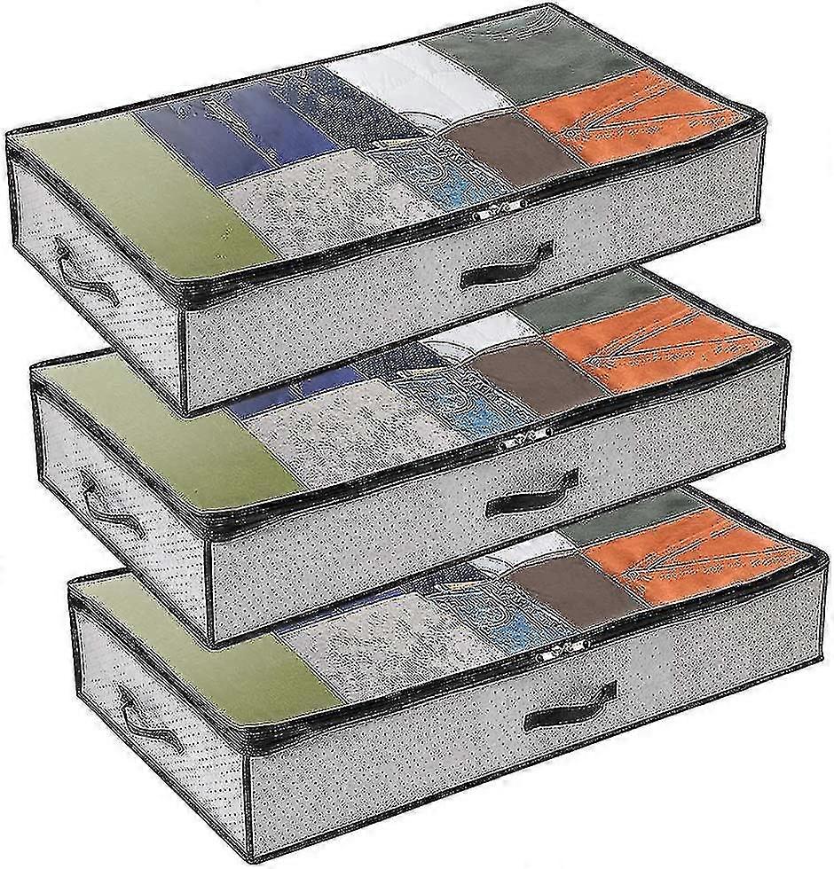 Under Bed Storage Bag 3-Pack, Large Non-Woven Foldable Under Bed Storage, Quilt