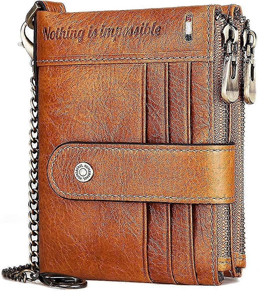 محفظة الرجال جلد طبيعي محفظة الرجال rfid حماية محفظة صغيرة مع هدية سلسلة