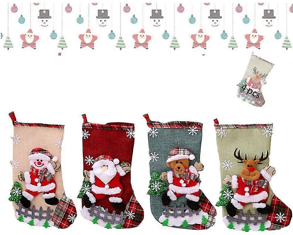 4 Pcs Santa Claus Stocking Set, Christmas Stocking Gifts