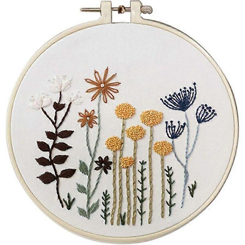 Diy Floral Pattern Embroidery Kit Circle Embroidery Cross Stitch Kit