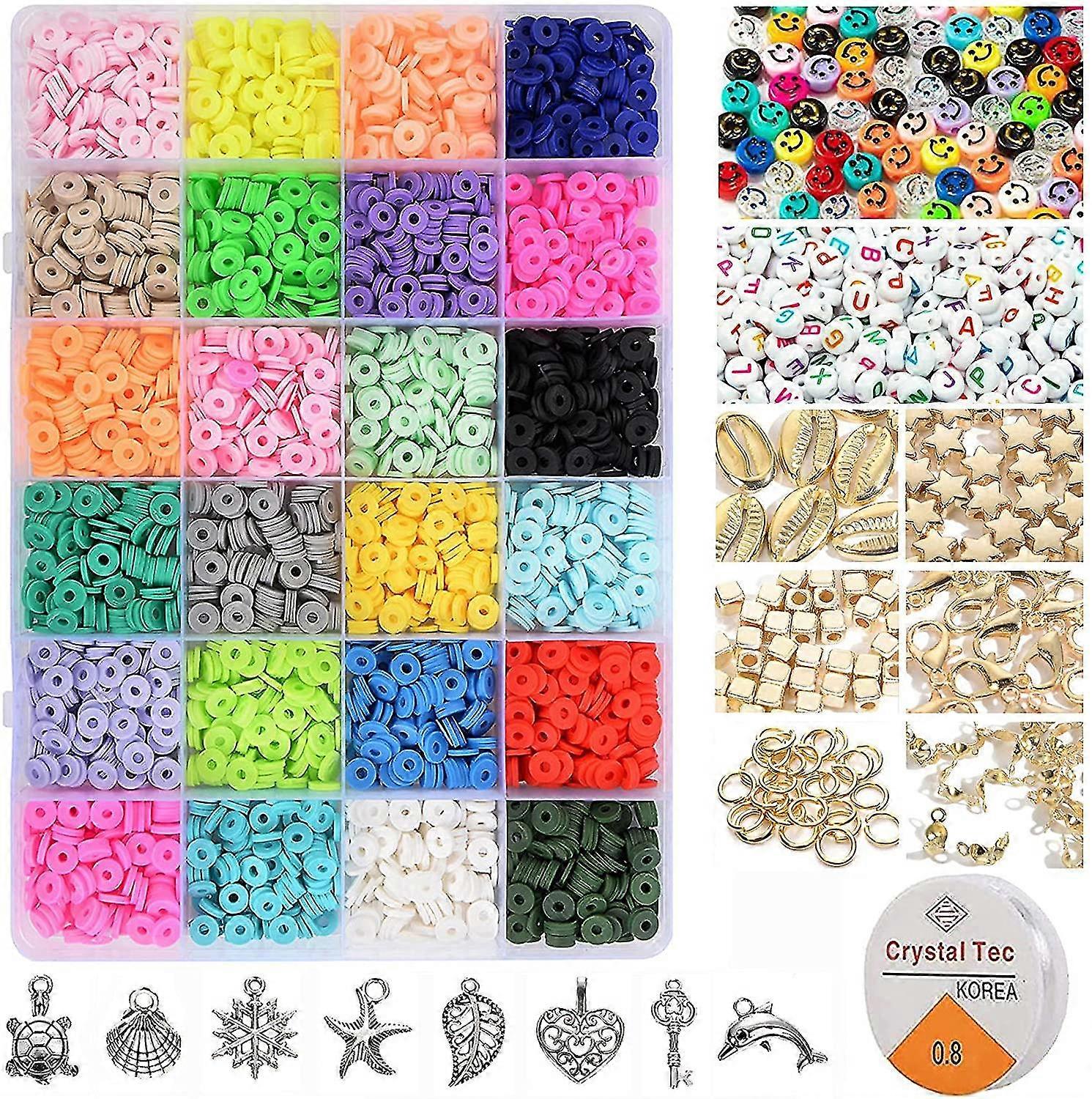 4000pcs كلاي الخرز لسوار المجوهرات صنع كيت 6mm 24 ألوان البوليمر شقة
