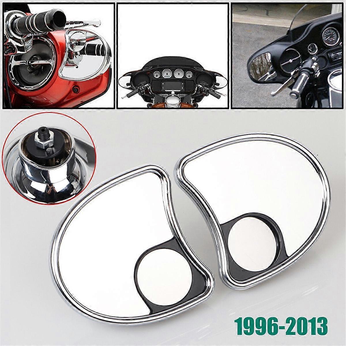 Chrome Batwing Inner Fairing Mount Side Mirrors with Blind Spot for Touring