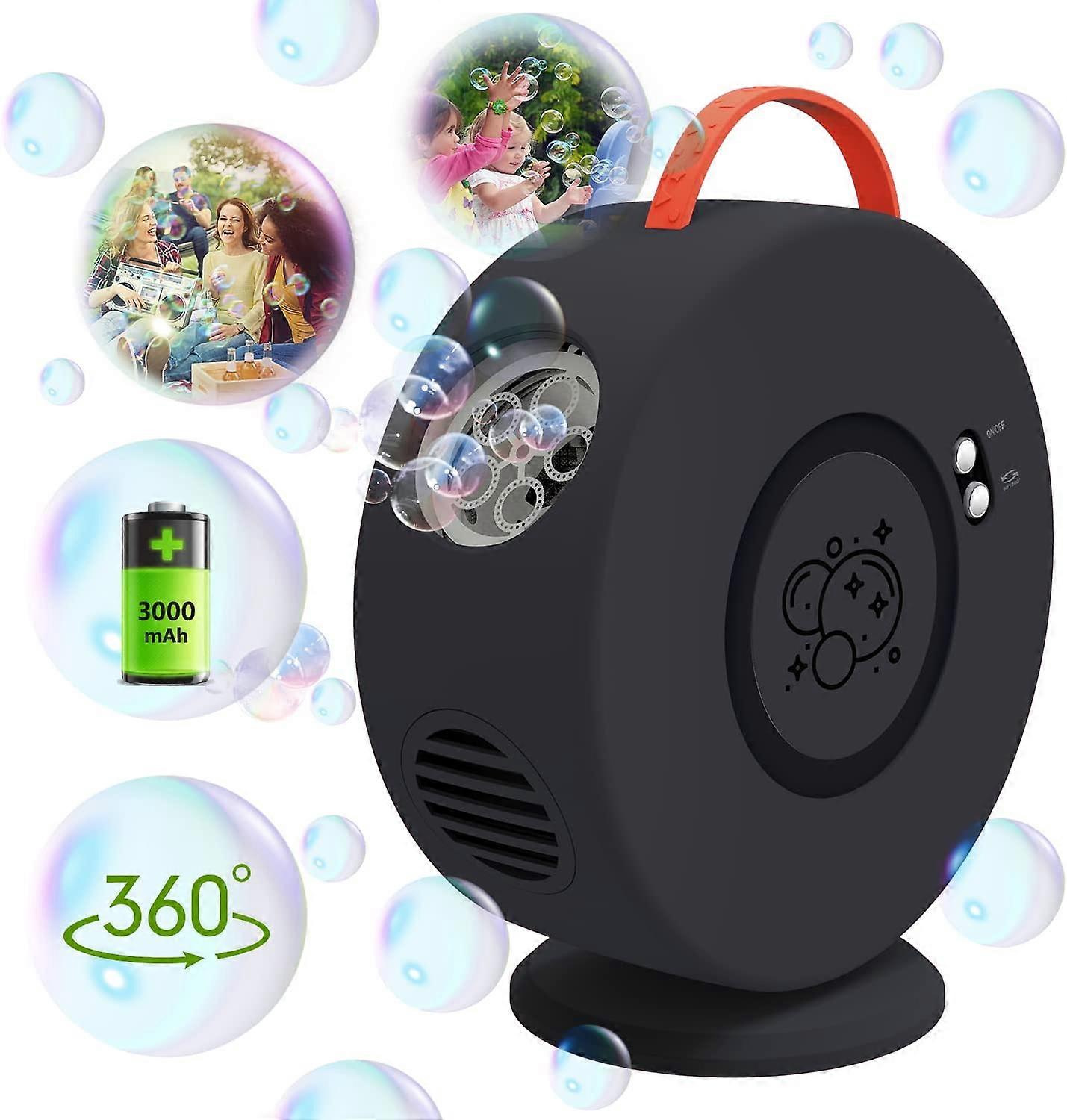 Bubble Machine,Automatic 360 Rotatable Bubble Machine Rechargeable Portable Bubble Maker Toy for Children Boys Girls