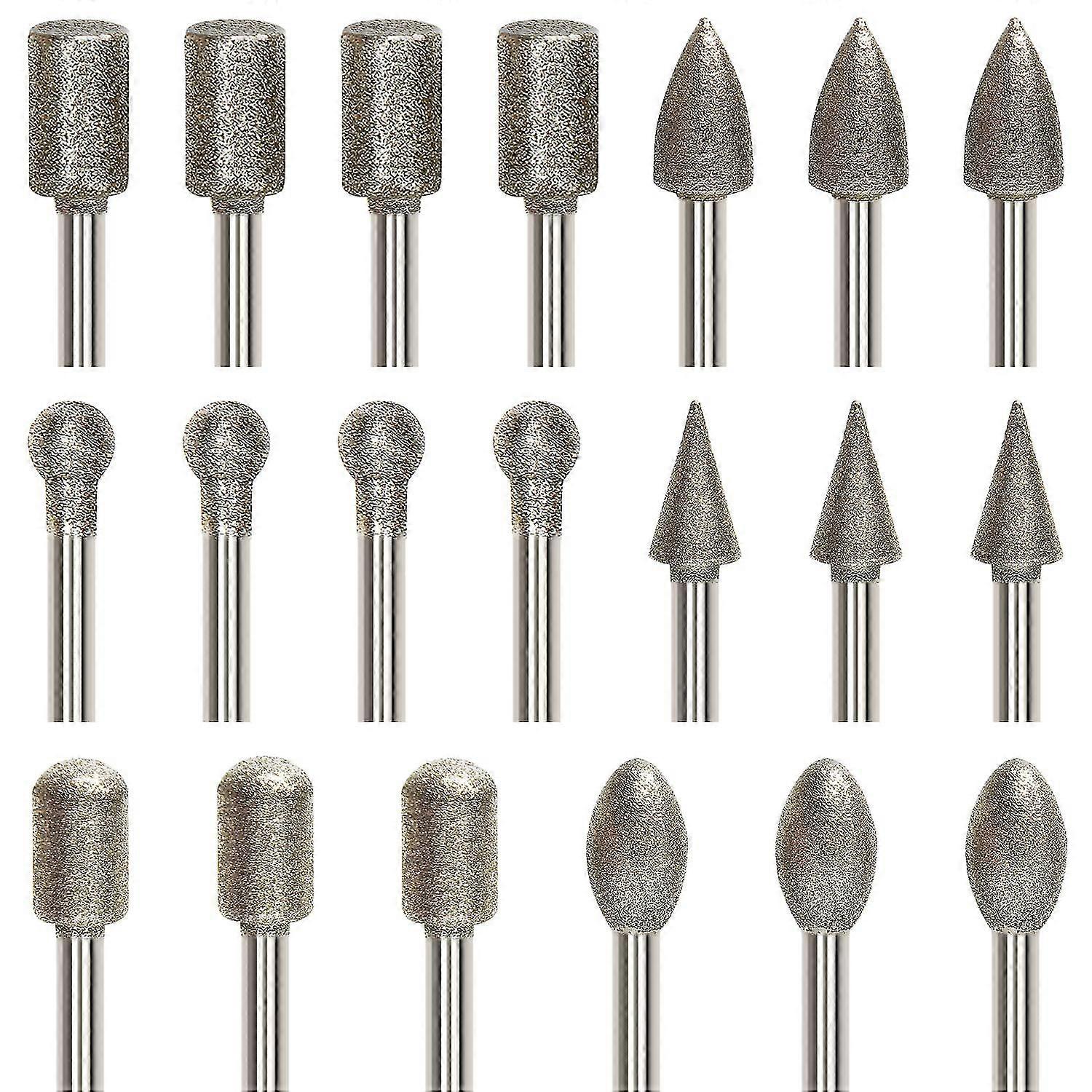 20 Pcs Rotary Burr Set Grinding, Engraving Bit Set with 3mm (1/8") Shankfor Rotary Tools
