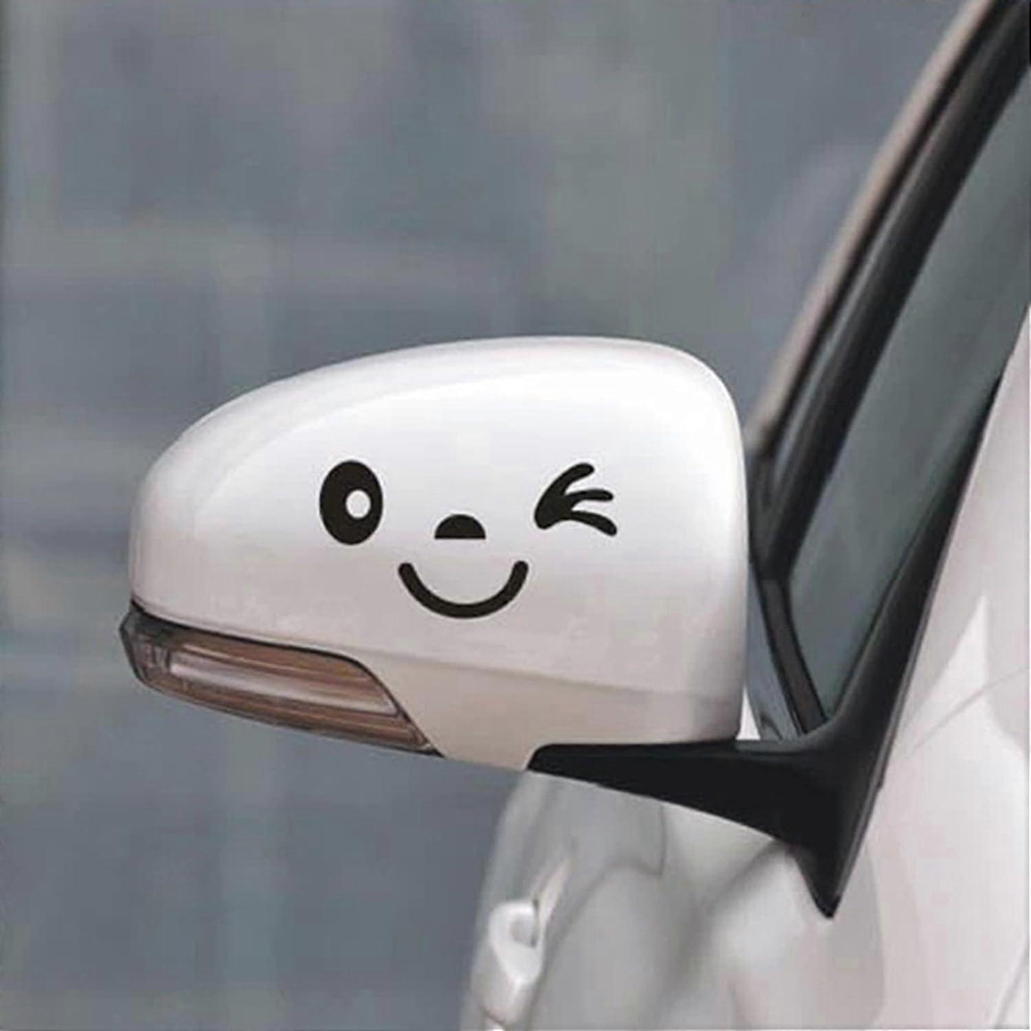 2 Pack 3D Black Smiley Car Mirror Stickers (5 Sets)
