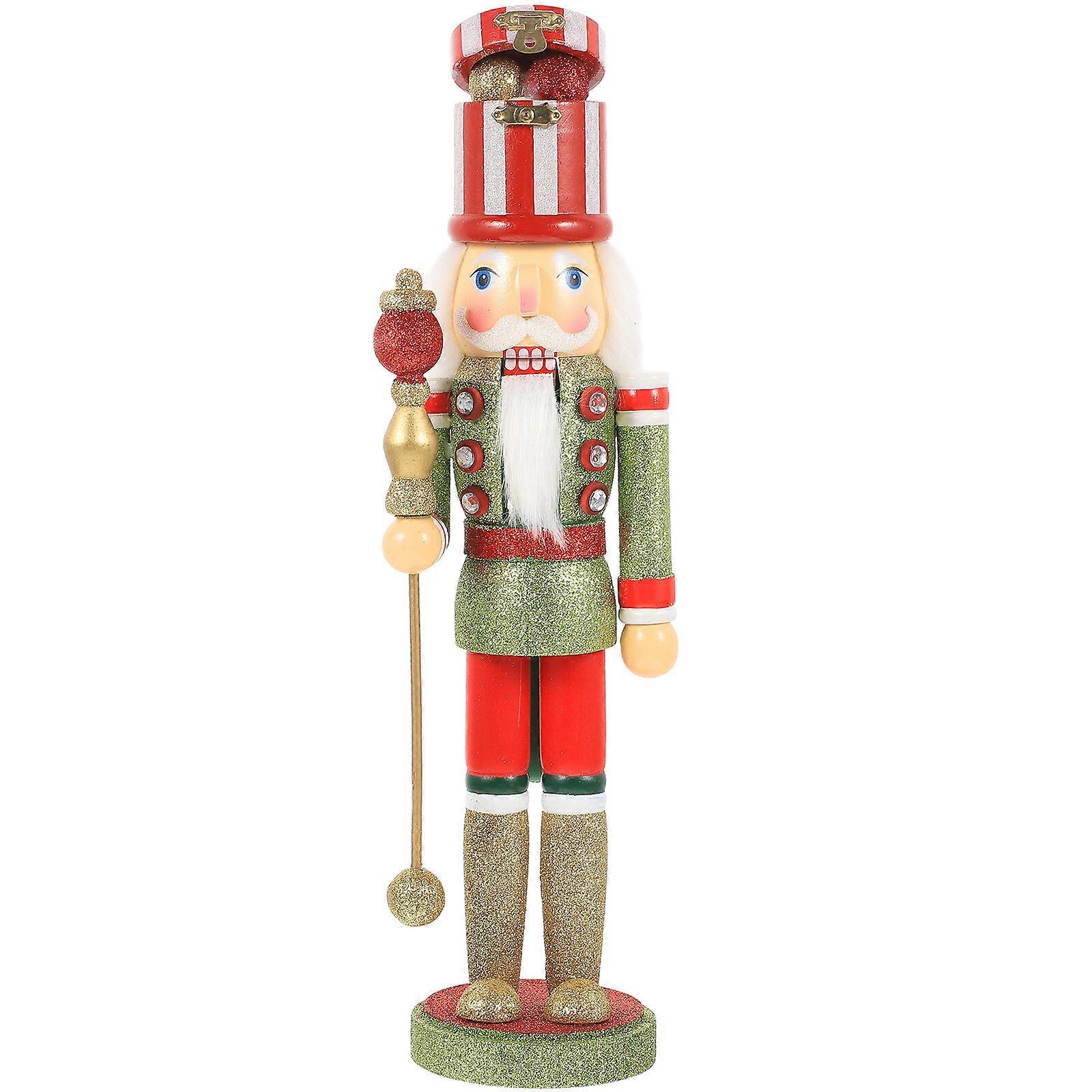 Wooden Nutcracker Puppet Decoration Xmas Soldier Figurine Wooden Nutcracker Craft