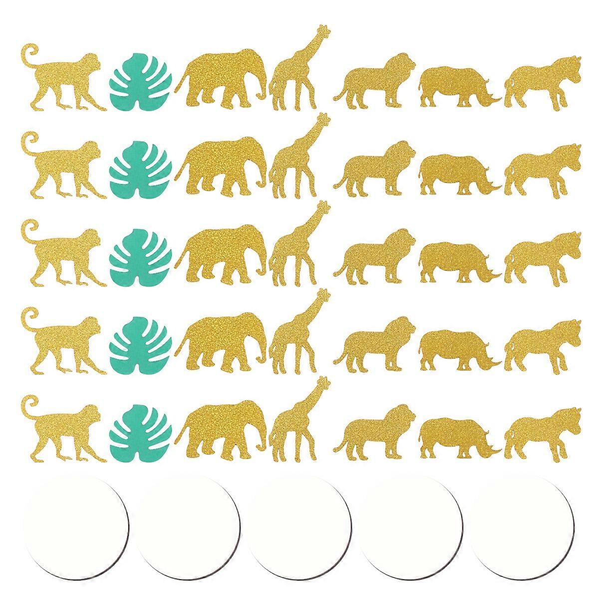 100pcsハワイアンジャングルテーマモンステラアニマルクリエイティブ紙吹雪デコレーション紙散らばり紙吹雪デコレーション誕生日パーティー用(ディスク付き)