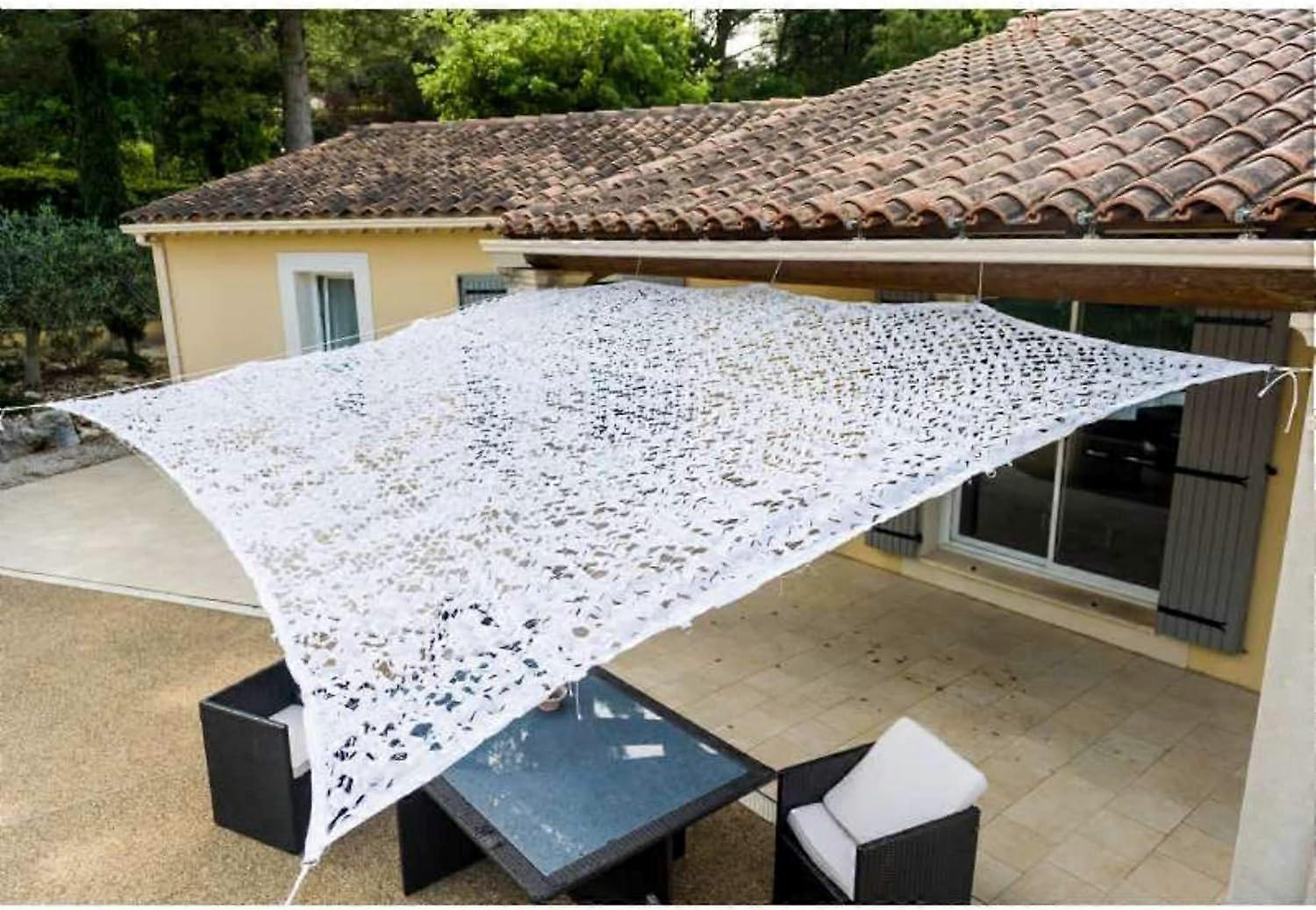 Perforated Shade Cloth - 120 g/m2 - Made of Polyester - Rectangular - 3 x 4 m - White - For Balcony, Terrace and Garden