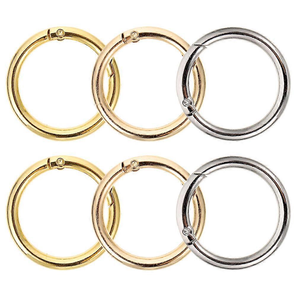 6Pcs Metal Spring O Rings DIY Keychain Rings Round Key Rings Spring Key Ring Buckle