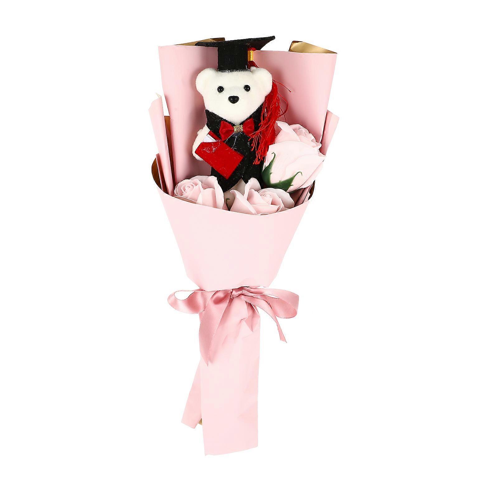 Entzückender Bärenstrauß, Abschlussgeschenk, Bärenpuppe, einzigartiges Graduiertenblumenstraußdekor