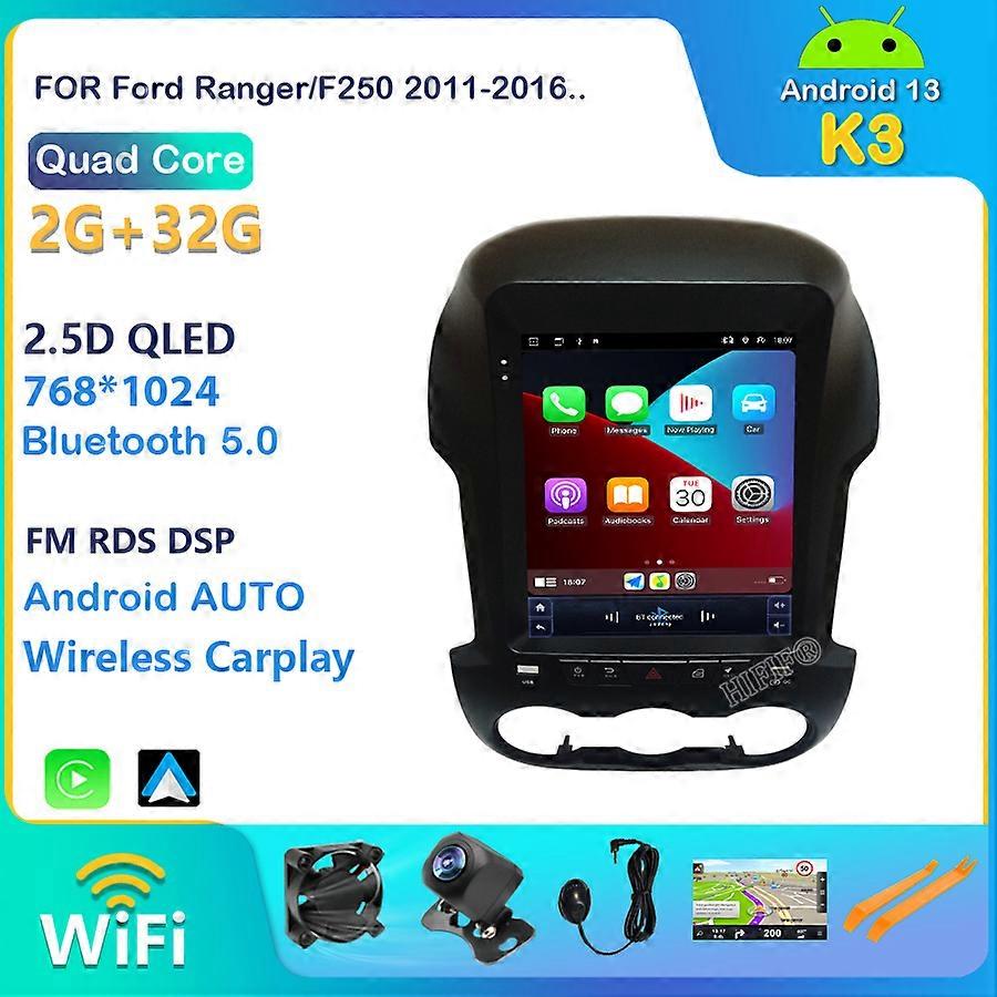 10.4" Vertical Screen Tesla Style 2 Din Car Multimedia Player GPS Navigation For Ford Ranger F250 2011-2016 Android 13 Car Radio