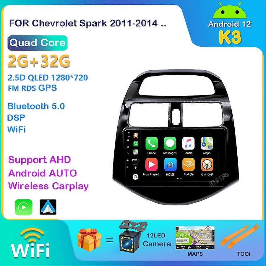8G+128G DSP 2 din Android 12 4G NET Car Radio Multimedia Video Player for CHEVROLET Spark Beat Matiz Creative 2011-2014 WiFi