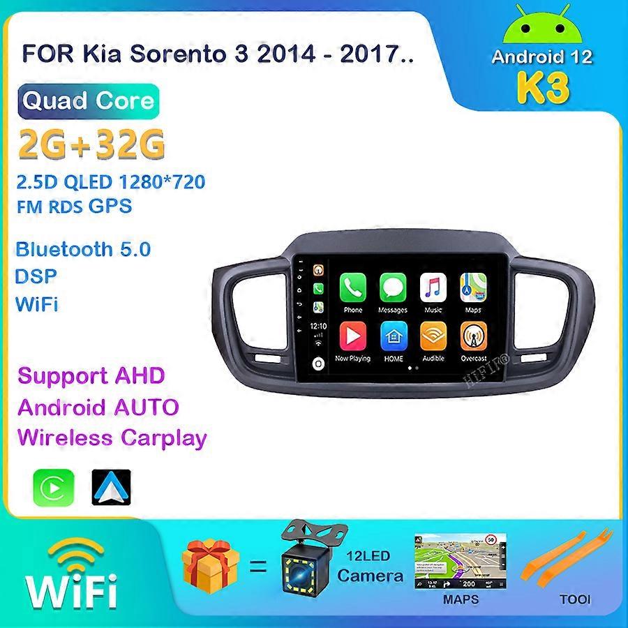 For Kia Sorento 3 2014 - 2017 Car Radio Multimedia Video Player Navigation stereo GPS Android 12 No 2din 2 din dvd