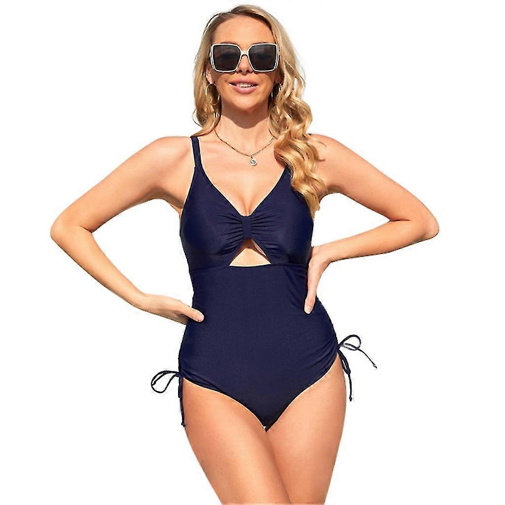 Womens Drawstring Bathing Suit One Piece Swimsuit Tummy Control Cutout Swimwear