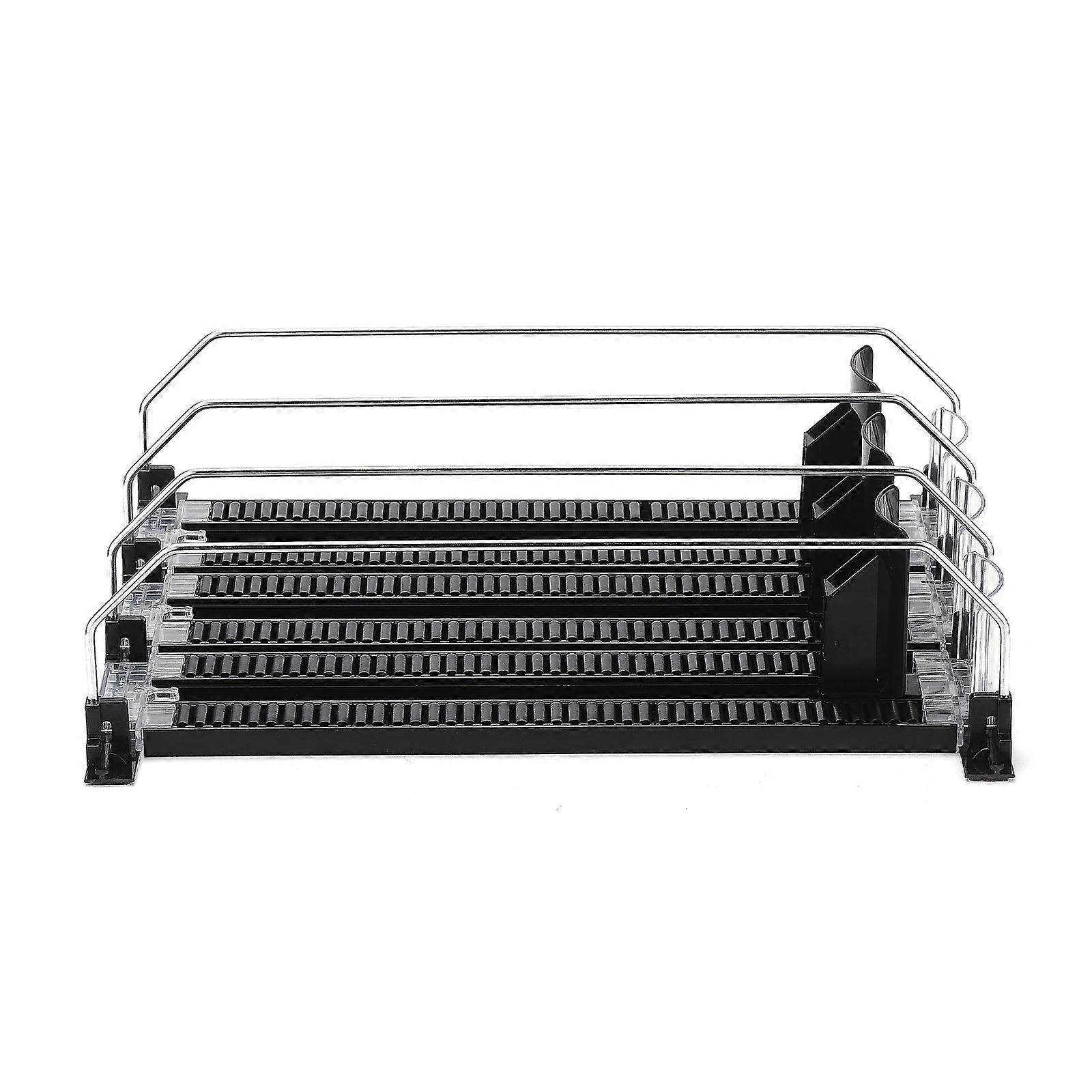 Refrigerator Drink Dispenser Refrigerator-Automatic Pusher Glide Black Plastic Large Capacity Creative Can Storage