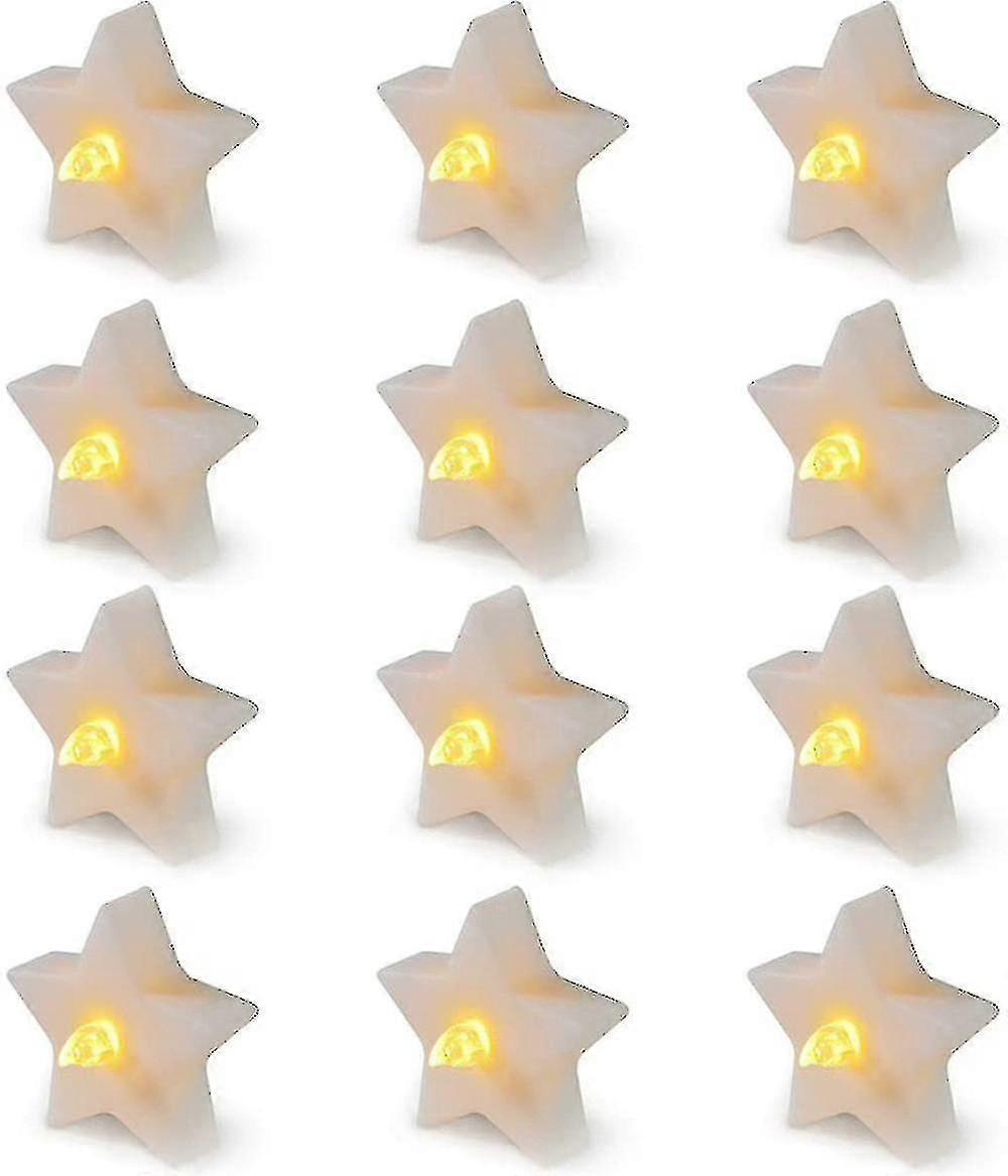 12 Pcs Creative Candle Light Star Shaped Decorative Flameless Candle