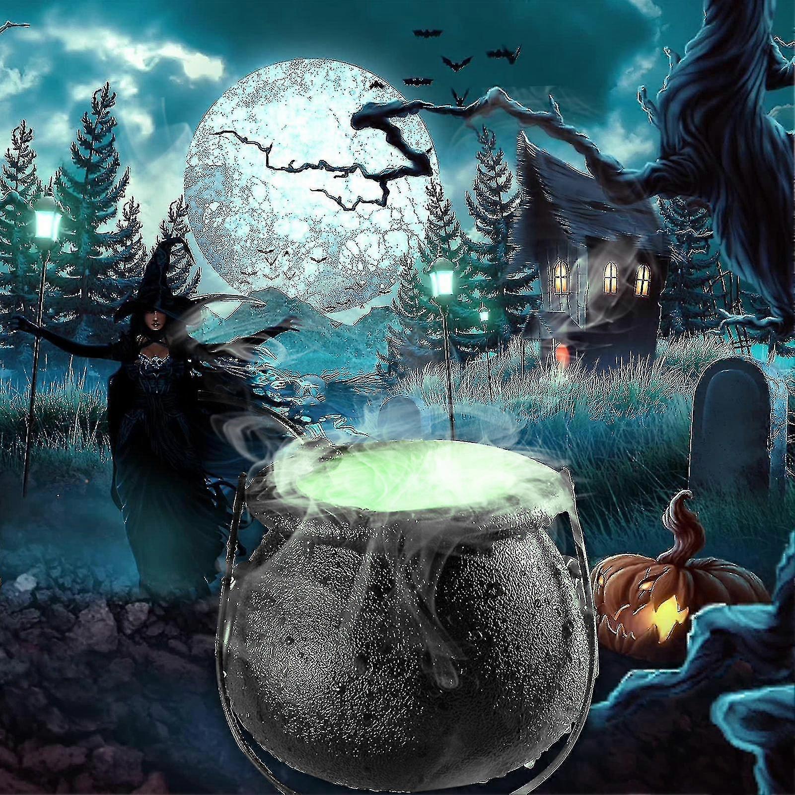 Nouveau Halloween Witch Pot Smoke Machine Fog Maker Water Fountain Fogger Color Changing Fog Machine Party Prop Halloween Decoration