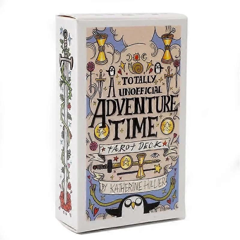 10.3*6cm Adventure Time Taro in a Tin Metal Box Gold-plated Edge Tarot Cards For Divination Tarot Deck