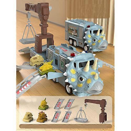 Dinosaur Transforming Engineering Truck Track Toy Set With Lights and Music
