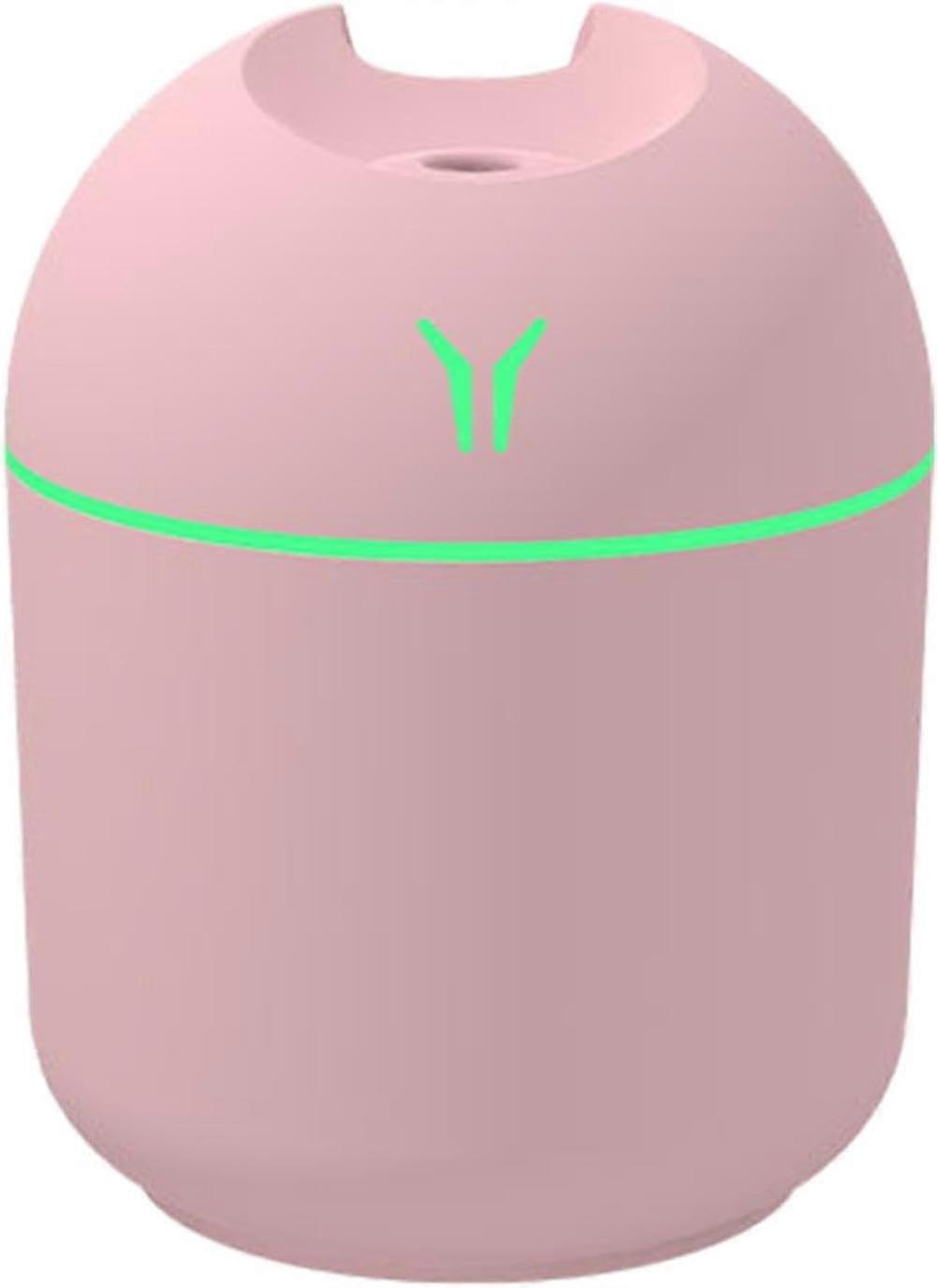 Portable Mini Spray Mist Humidifier,Car Humidifiers With Colorful Night Light,For Office Bedroom,220ml Capacity,2 Mist Modes (Pink)