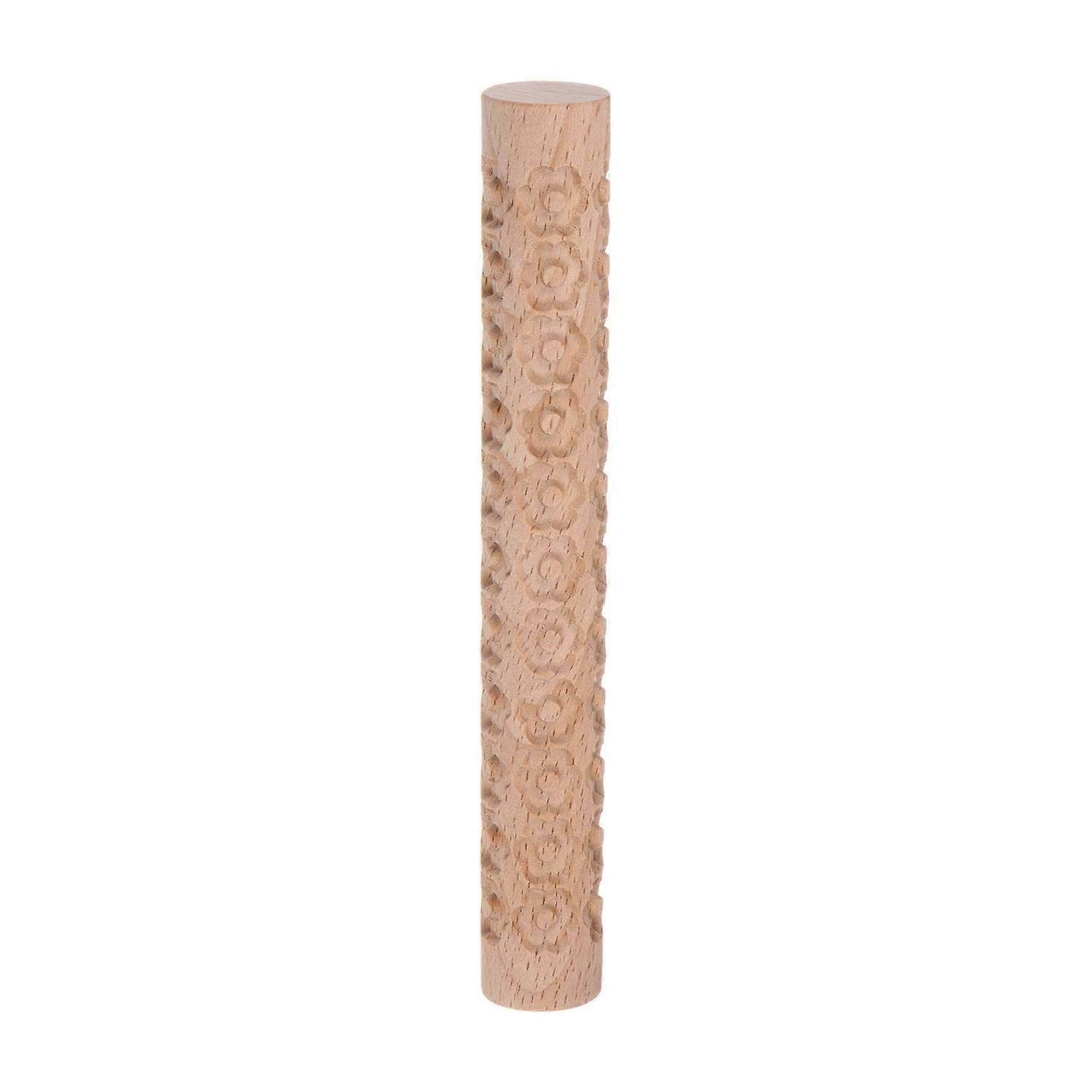 Wooden Rolling Pin Clear Texture Leaves Snowflake Water Ripple Pattern Food Grade Slab Roller
