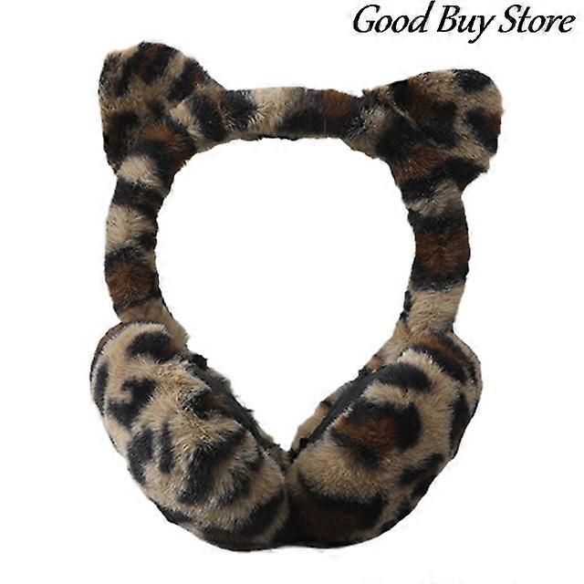 Leopard Cat Podzimní Zimní Earlap Roztomilý Plyšový chrániče sluchu Měkký kožešinový kryt uší Teplý sluchátka Lyžování Uši Teplejší Dospělý Děti Chrániče sluchu