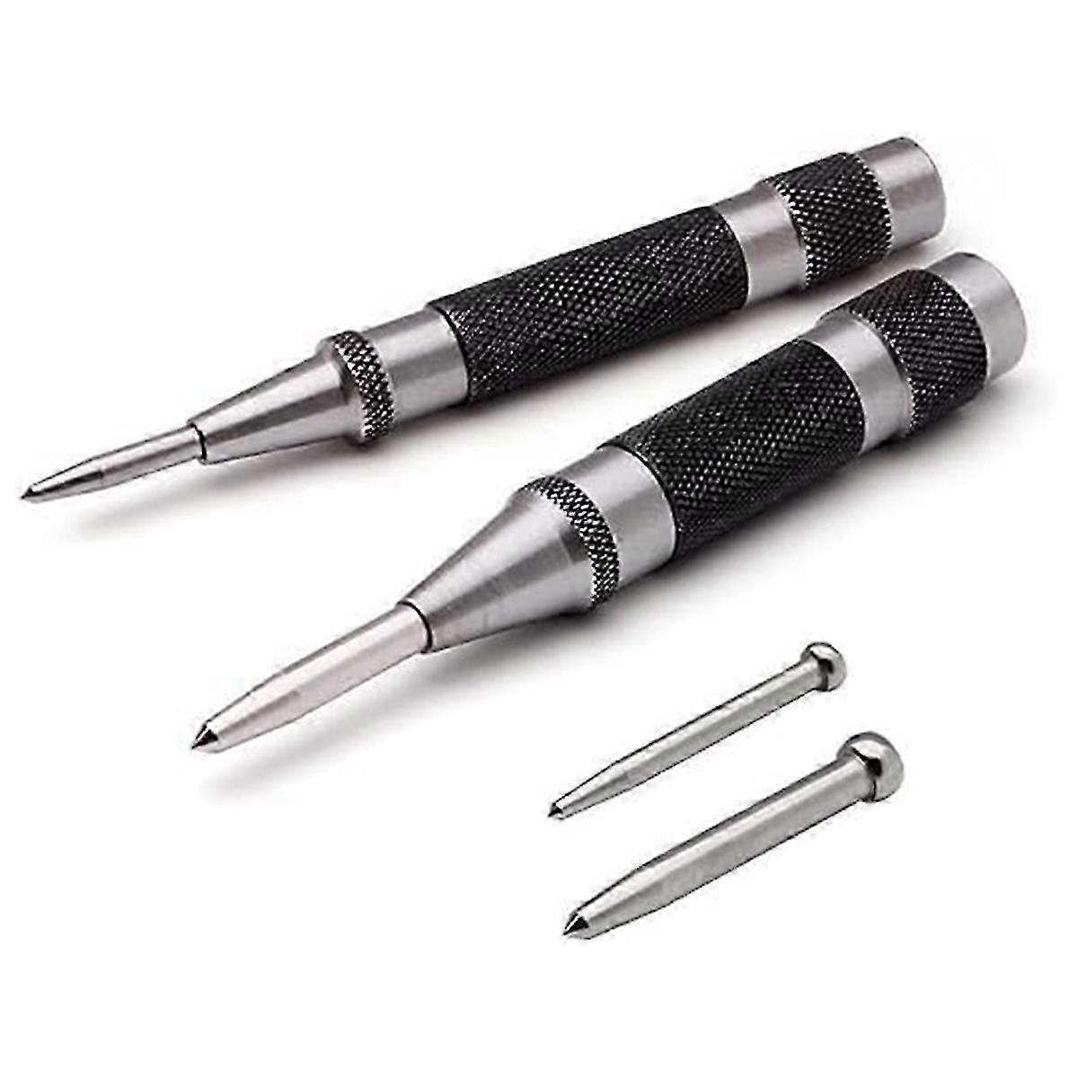 2 Pack Automatic Center Punch 5 Inch&6 Inch with Replaceable Tips Heavy Duty Spring Loaded Center P
