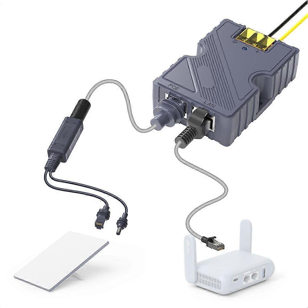 For Mini Dishy POE Adapter 150W GigE Passive & ESD Protection with Mini DC&RJ45 Adapter Splitter