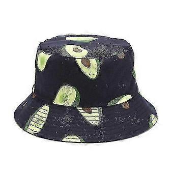 Avocado Cotton Women Reversible Bucket Hat Hip Hop Printed Fruit Spring Beach