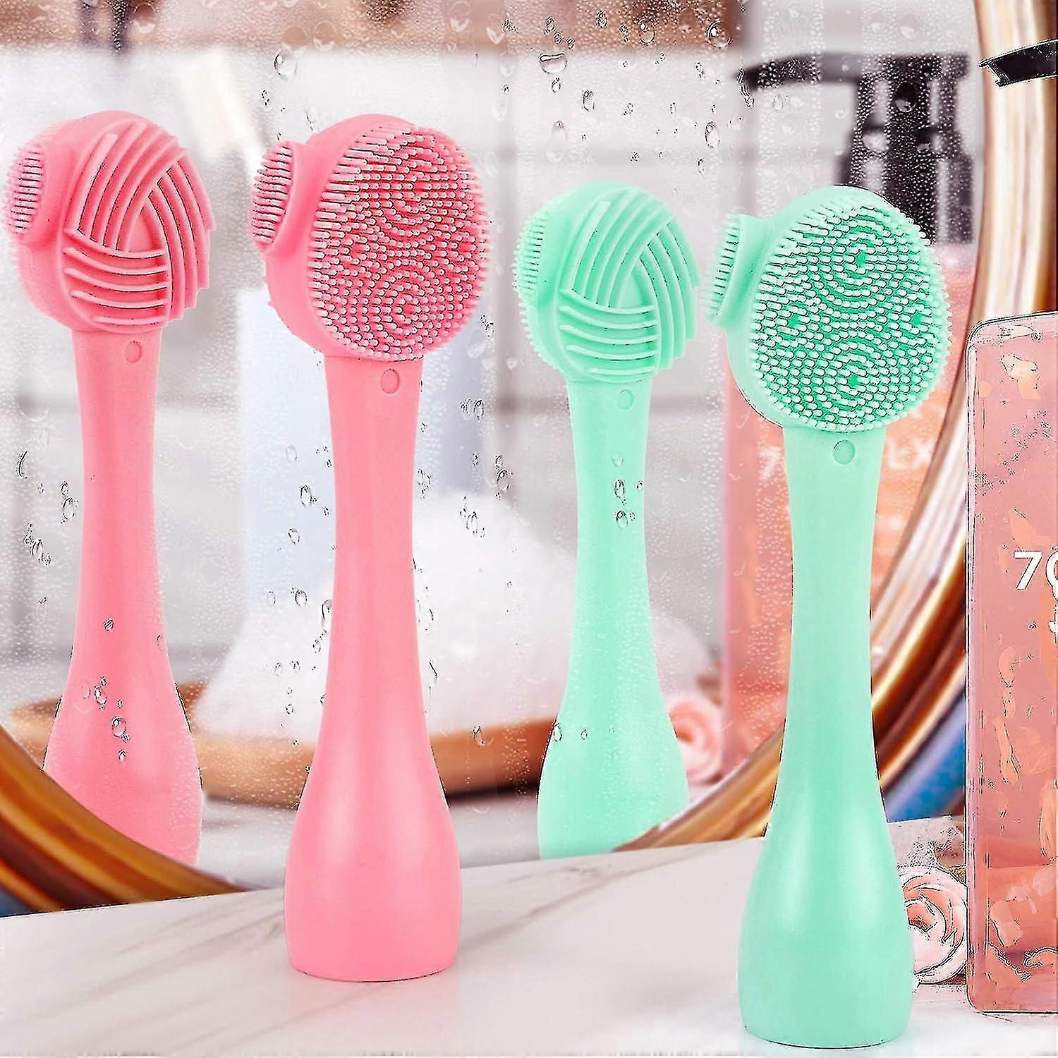 Facial Cleansing Brush - Three-sided Lip Scrubber - Face Massager - 2pcs