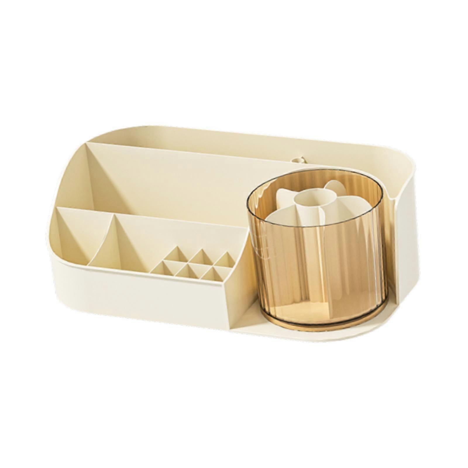 מארגן שולחן איפור אחסון קוסמטי רב-תכליתי לחדר אמבטיה שולחני חדר בז' משרדי יחיד