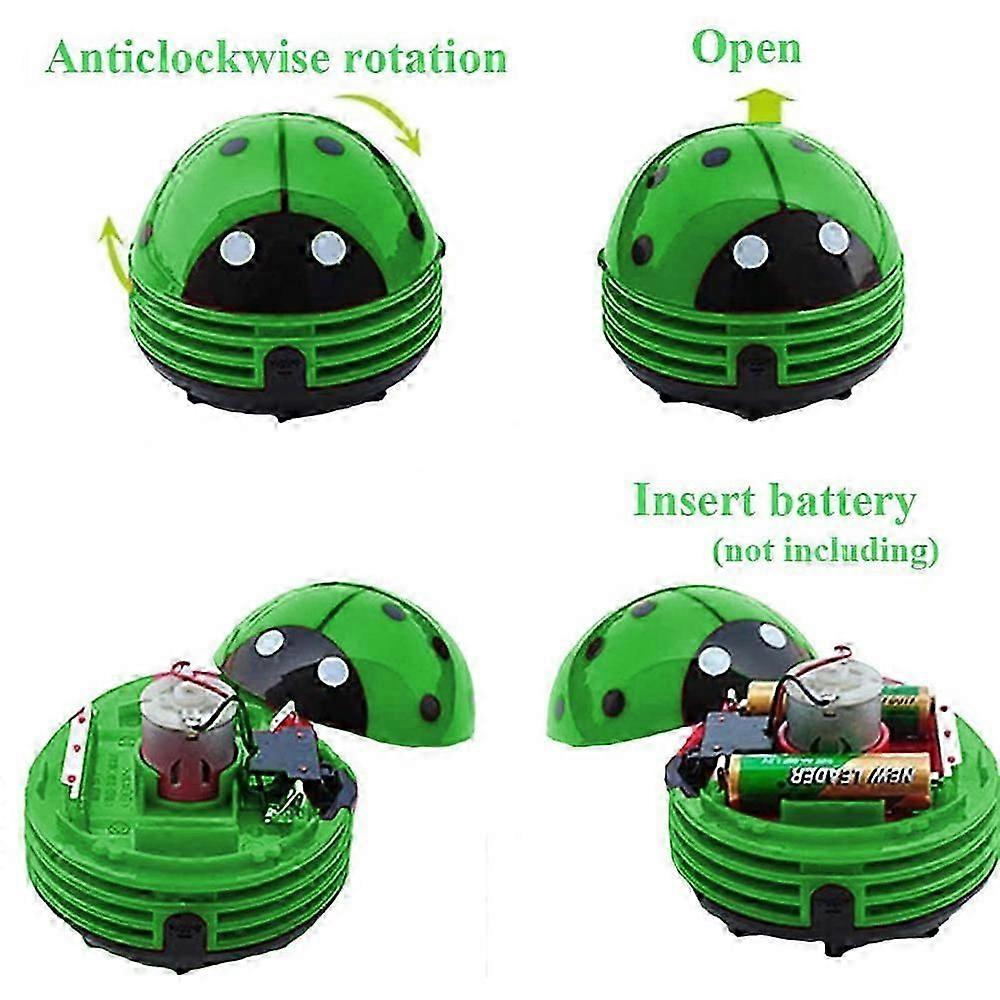 Mini Portable Handheld Cordless Tabletop Crumb Sweeper Desktop Dust Vacuum Cleaner Cute Beetle Ladybug Battery Operated