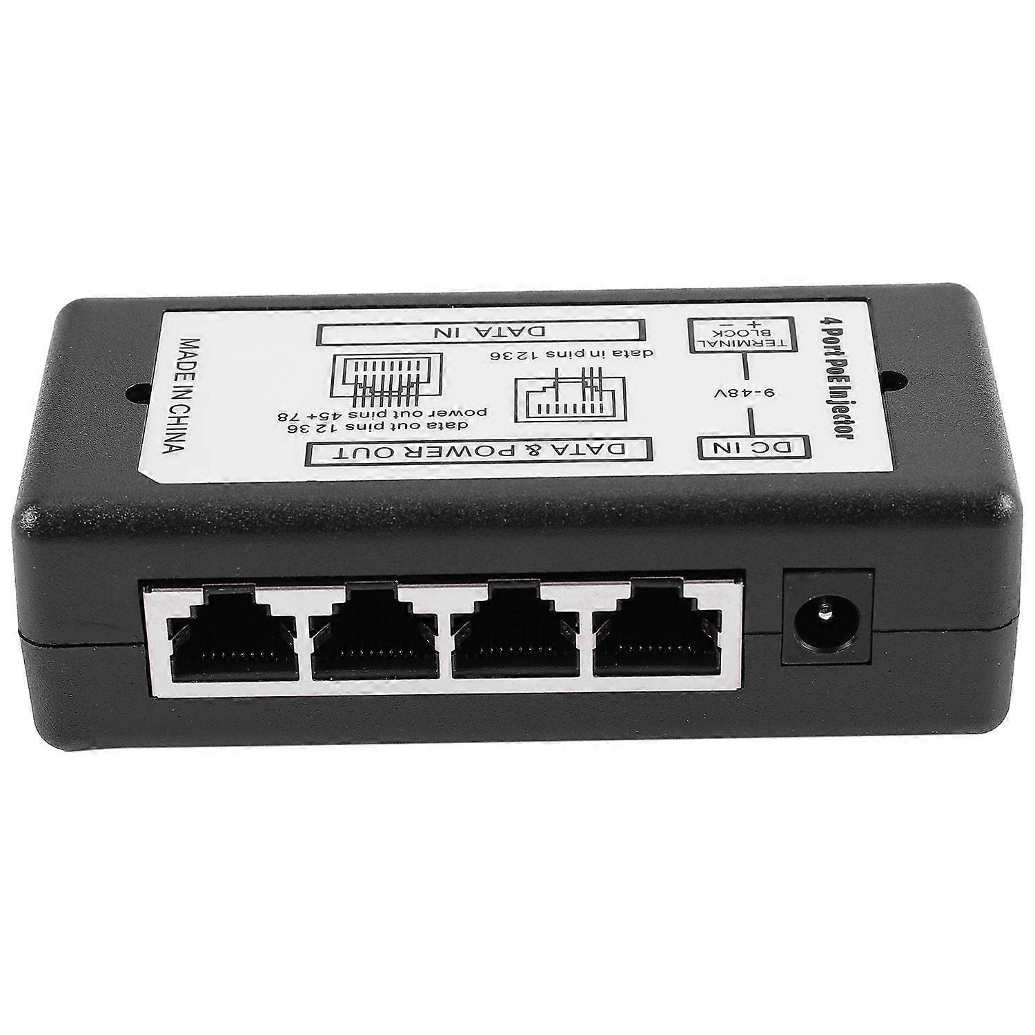 4 Port Poe Injector Poe Power Adapter Ethernet Power Supply Pin 4,5(+)/7,8(-)Input Dc12V-Dc48V for Ip Camera