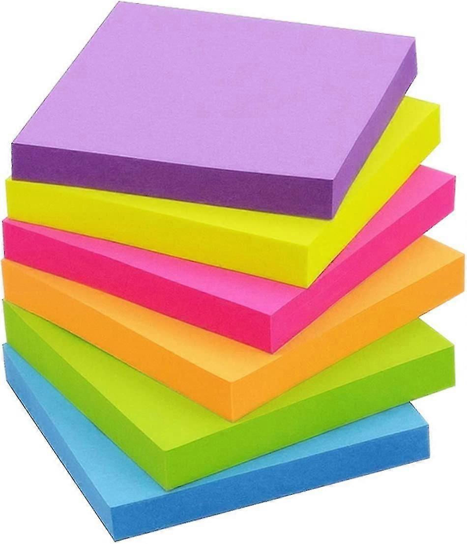 Stiy Notes 2x2 Inch Bright Colors Self-sti Pads 6 Pads/pa 100 Sheets/pad Total 600 Sheets
