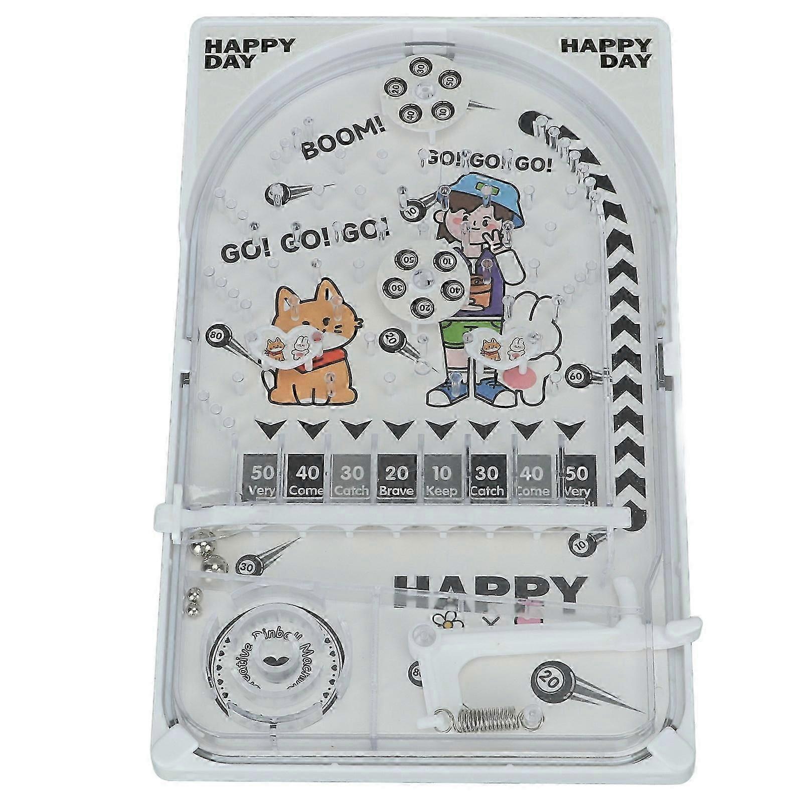 Kids Pinball Game for Hand-Eye Coordination - White Race Toy with Bracket