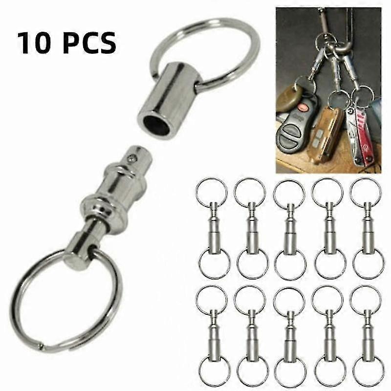 10-Pack Detachable Pull Apart Quick Release Keychain Key Rings