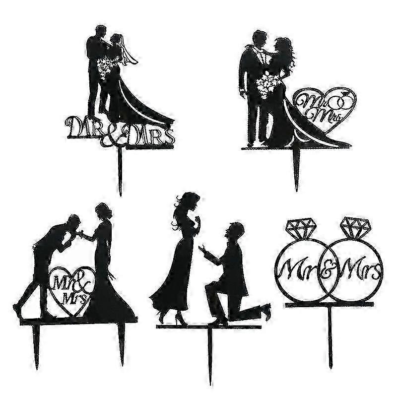 unique 5pcs cake decorations , Mrmrs Cupcake Topper