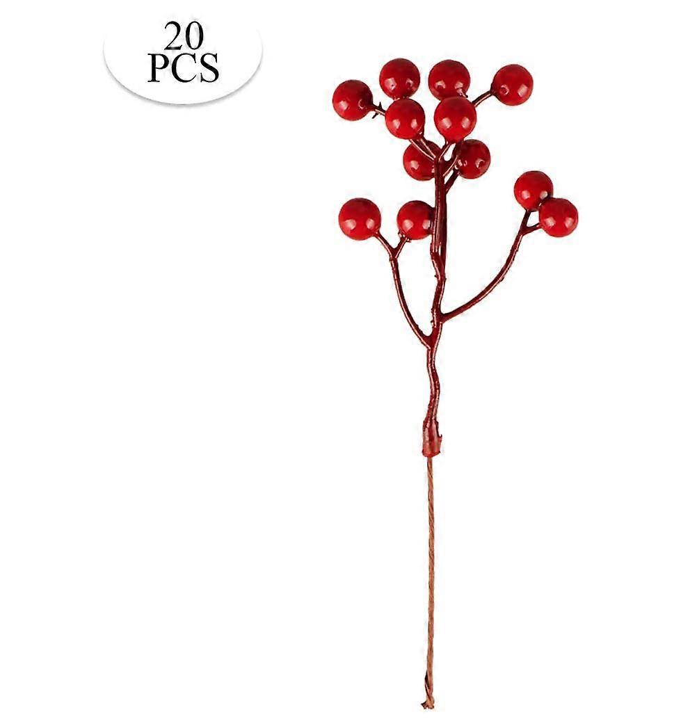 kreativ julstämning, bärstjälkar för fritidshusinredning, konstgjorda röda bär, 20 stycken, total längd ca 20 cm, perfekt för