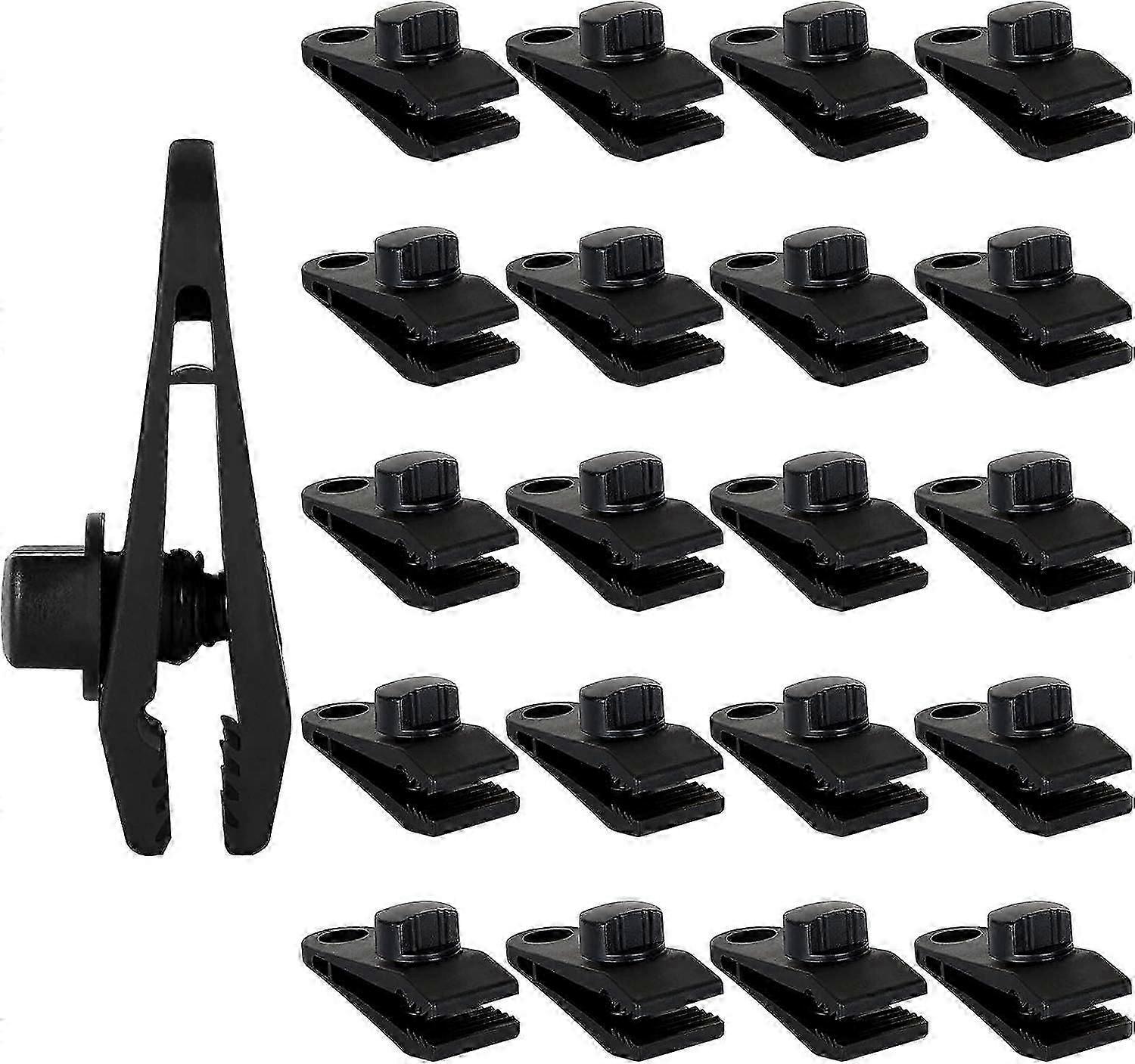 36 אטבי ברזנט מפלסטיק נעילה כבדה אטבי ברזנט שחורים עם חורים, תפסי אוהל בורג אגודל תפסי תמך