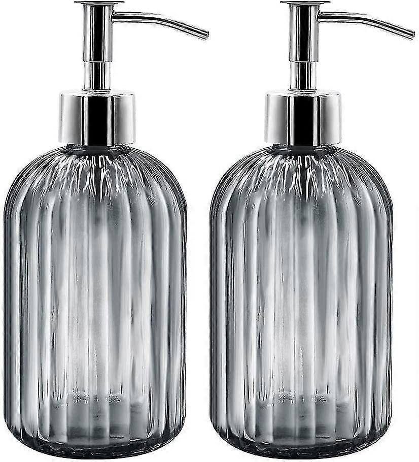 ガラスソープディスペンサー2セット。400 ml 液体石鹸ディスペンサーポンプ付き