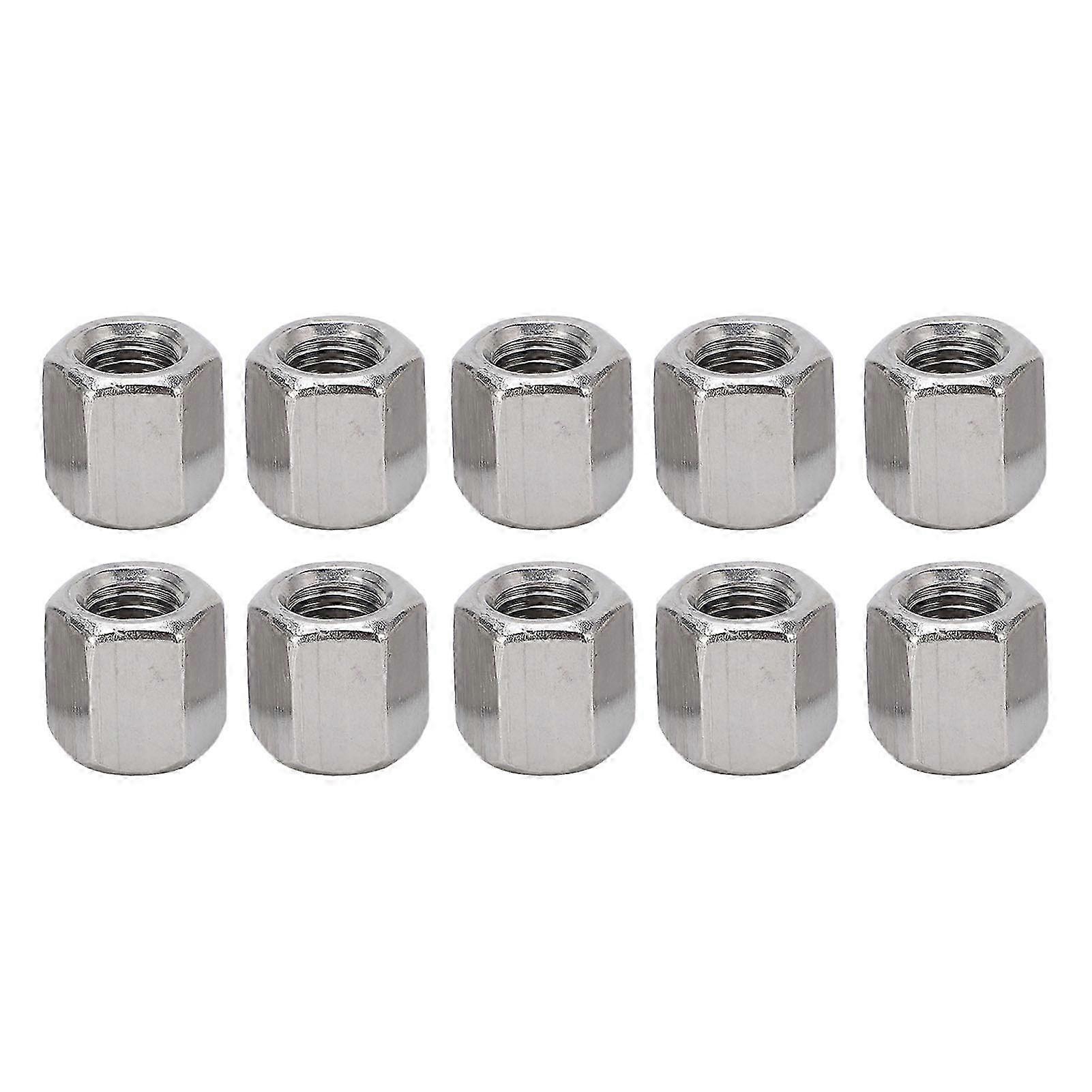 10pcs argent m12 écrou d’accouplement hexagonal 6 côtés kit d’écrou d’accouplement en acier inoxydable pour remplacement