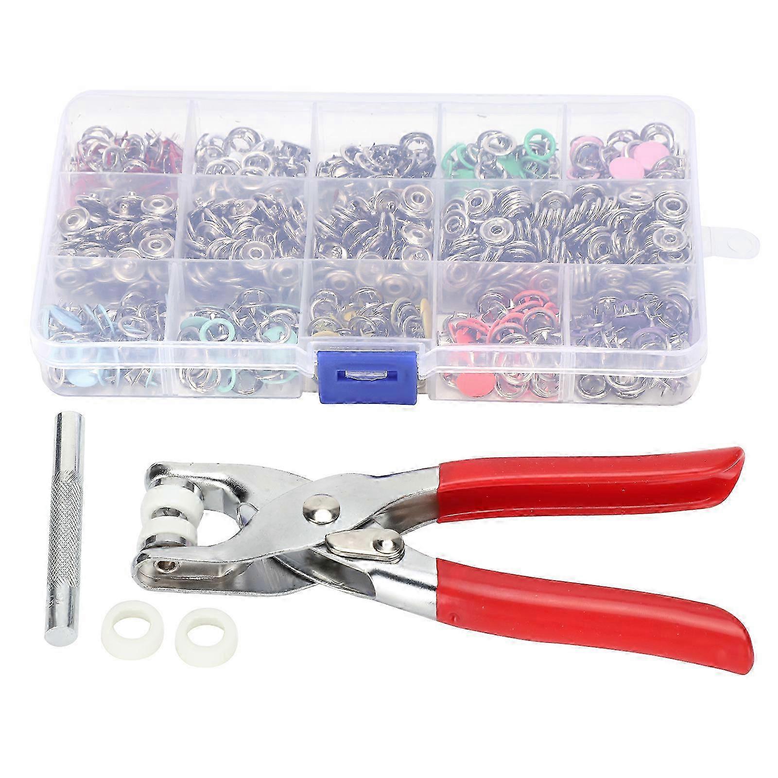 804Pcs Snap Fasteners Kit Sewing Button Punching Machine Hand Pressing Pliers Tools 9.5mm