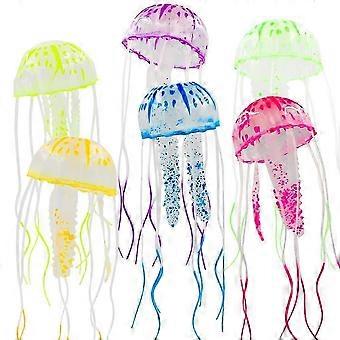 6Pcs Artificial Jellyfish Decor Ornament for Aquarium Fish Tank, Fake Jellyfish Aquarium Decorations, Glowing Jellyfish Effect, Safe For Fish, Instant