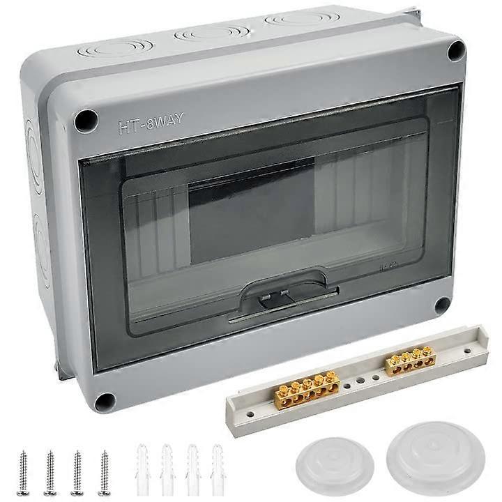 IP65 Utomhus Vattentät Elbox, 8 Moduler, ABS-plastyta, Utomhus Elektrisk Vattentät Kapslingsbox, Kontrollskåp, Kopplingsdosa