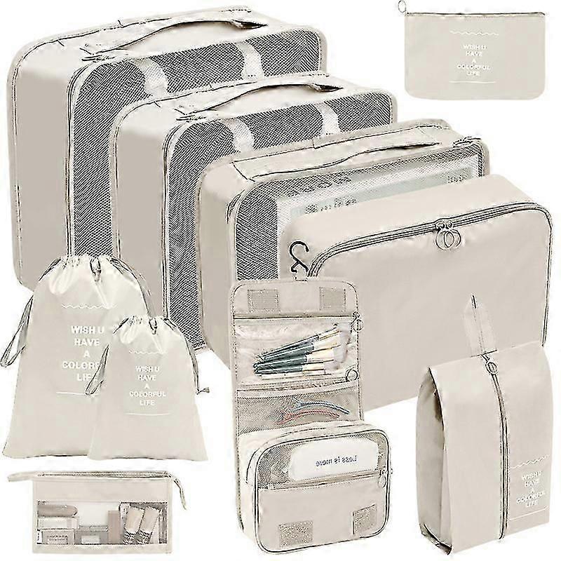 Suitcase organizer set with 10 packing cubes Suitcase organizer set beige