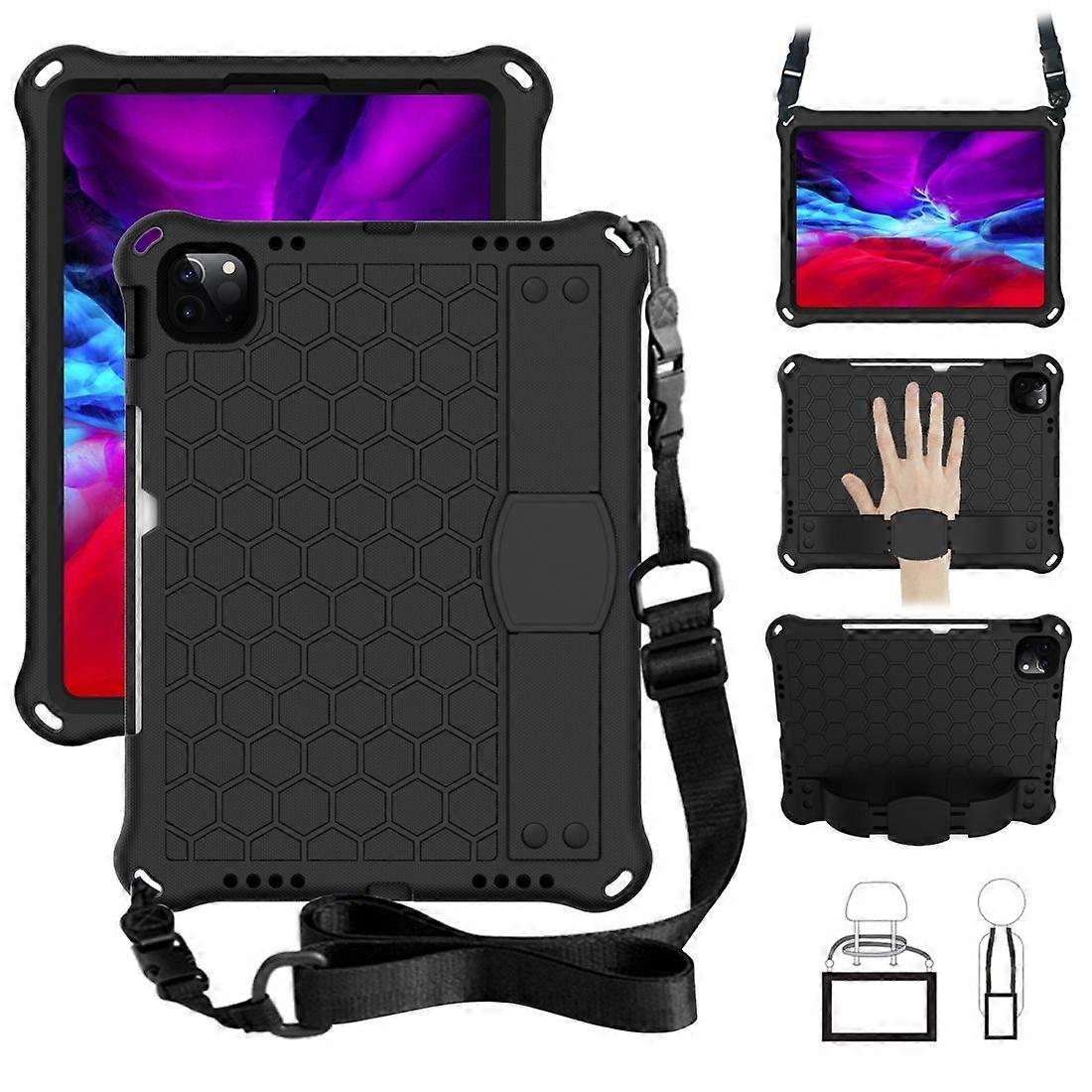 For iPad Pro 11 2020 Honeycomb Design EVA + PC Four Corner Anti Falling Flat Protective Shell With Straps