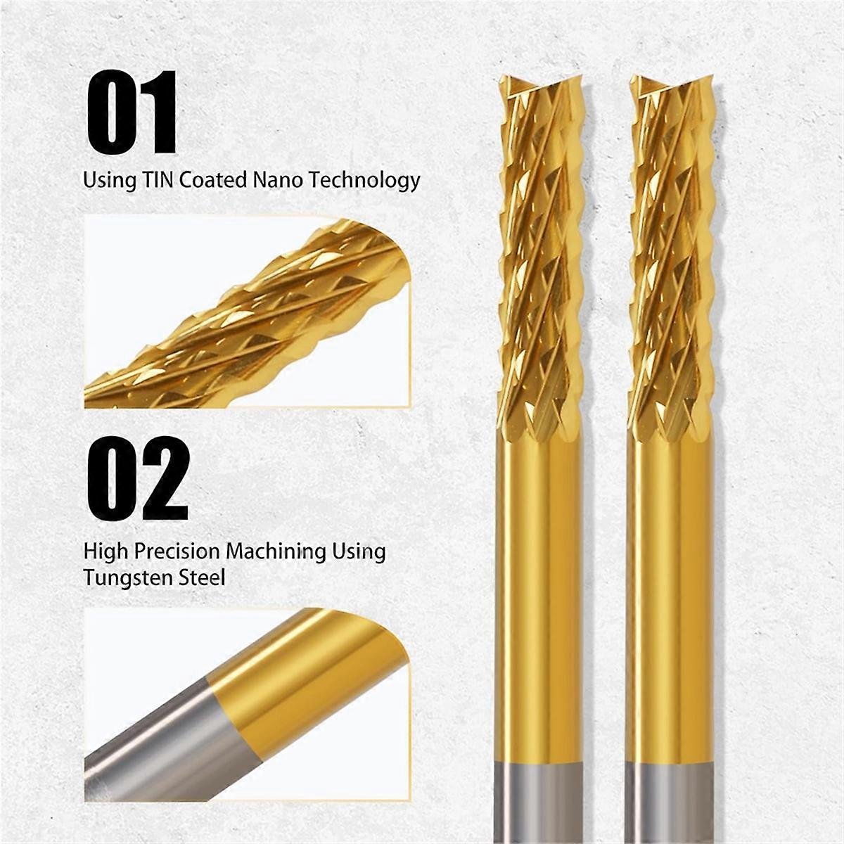 End Mill Sets,10Pcs Titanium Coat End Mill,1/8Inch Shank
